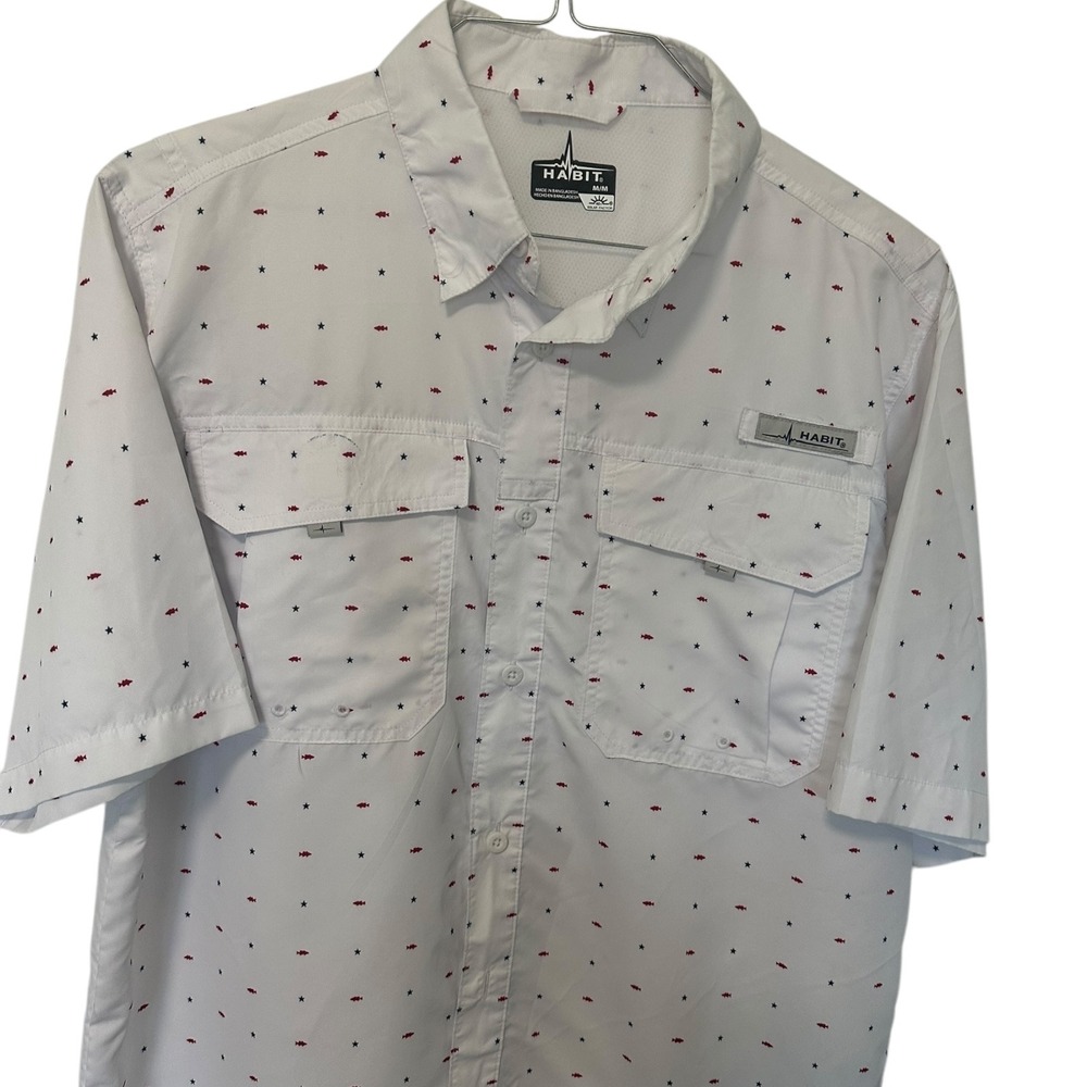 Habit Fishing Shirt Vented Short Sleeve Button Up Casual Outdoors M‎